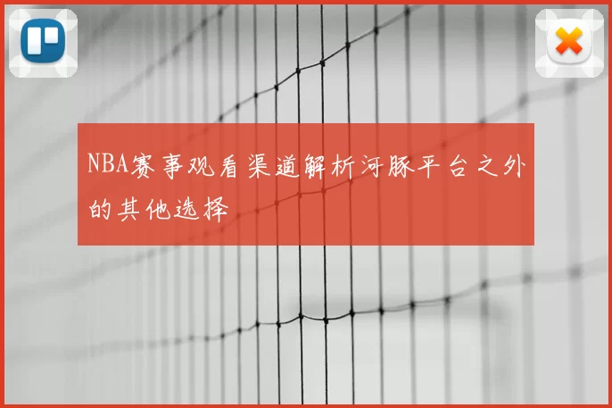 NBA赛事观看渠道解析河豚平台之外的其他选择
